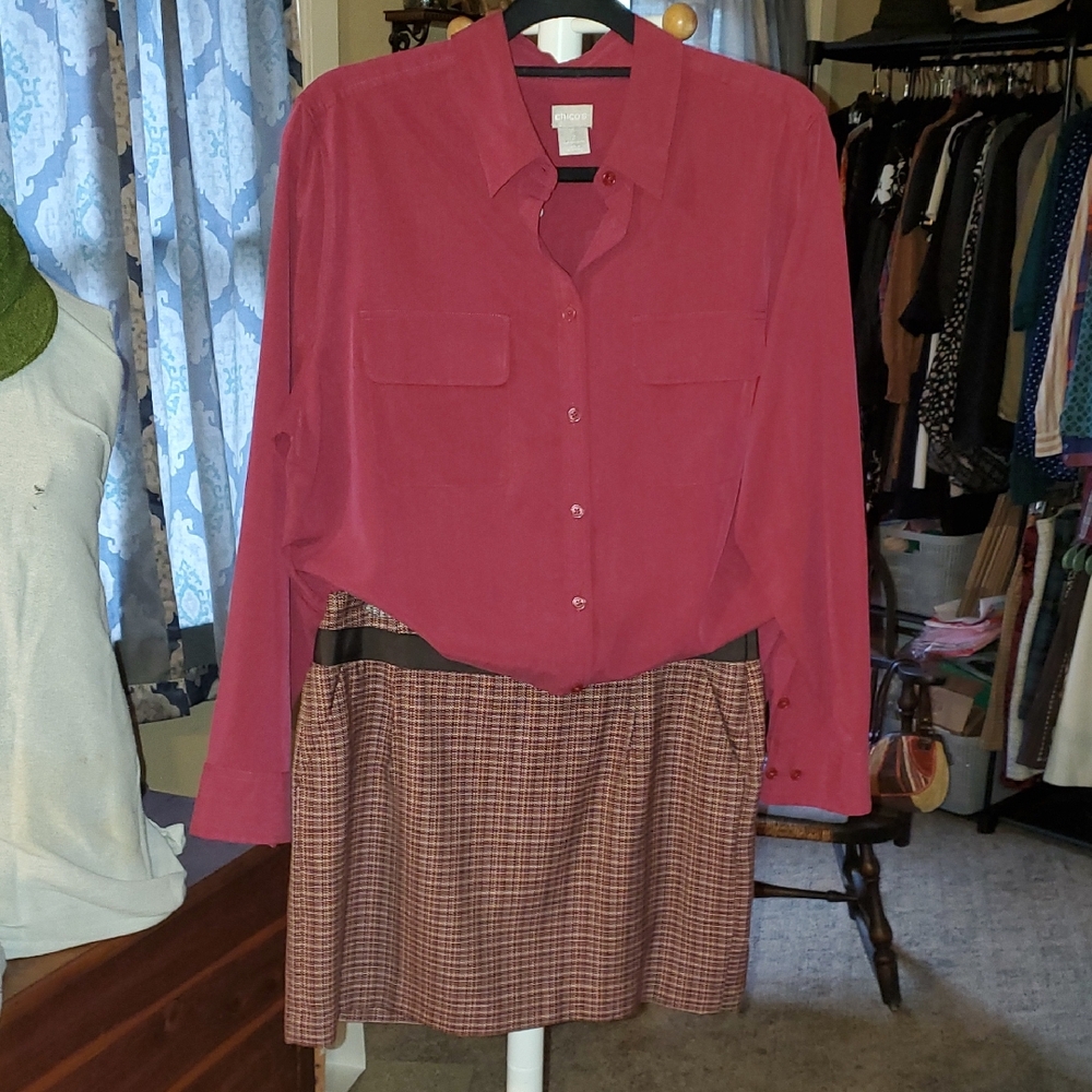 The Limited Red and Brown A-Line Skirt 6